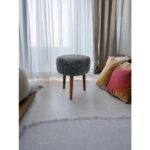 Gri Teddy Kumaş Çay Seti Ikili Koltuk Berjer ve Çift Kişilik Puf  (Salon, Balkon, Ofis) 4'lü Takım - Görsel 3