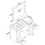 Rani BJ118 Hollywood Işıklı Aynalı Kulis Makyaj Masası Cam Tablalı 13 Çekmeceli Takı Düzenleyici Beyaz - Görsel 2