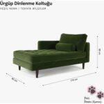 Decoraev Ürgüp Dinlenme Koltuğu Puf Josefin Koltuk Kanepe Tv Koltuğu Baba Koltuğu Dinlenme Koltuğu Psikolog Koltuğu Bekleme Koltuğu Sağ Kolçak Yeşil - Görsel 3
