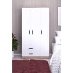 Gubimo Abete 3 Kapılı 2 Çekmeceli Gardırop (ELBİSE DOLABI-YÜKLÜK) / Atlantik Çam-beyaz - Görsel 2