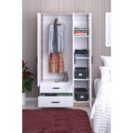 Gubimo Abete 3 Kapılı 2 Çekmeceli Gardırop (ELBİSE DOLABI-YÜKLÜK) / Atlantik Çam-beyaz - Görsel 3