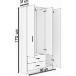 Gubimo Abete 3 Kapılı 2 Çekmeceli Gardırop (ELBİSE DOLABI-YÜKLÜK) / Atlantik Çam-beyaz - Görsel 4