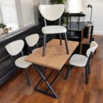 Lifema 4 Kişilik Çam Mutfak Masa Sandalye Takımı 120 x 70  cm (Beyaz)