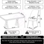 Canisa Vals Serisi 80 x 130 Lak Panel Beyaz Mermer Desen Gold Ayak Masa Takımı ve 4 Krem Sandalye - Görsel 4