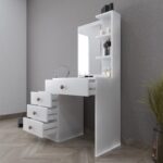 Smart Mobilya Bohem Çekmeceli Raflı Aynalı Puflu  Makyaj Masası - Beyaz - Görsel 2