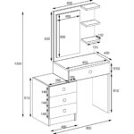 Smart Mobilya Bohem Çekmeceli Raflı Aynalı Puflu  Makyaj Masası - Beyaz - Görsel 4