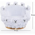 Most Teddy Kids Ayıcıklı Beyaz Peluş Kumaş Döner Berjer (Evinize Teslim) - Görsel 4