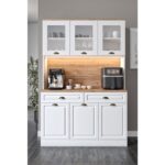 Guneystore - Gözde Kahve Köşesi - 140  cm   Komple Mdf Mutfak Dolabı - Çok Amaçlı Dolap - LED Aydınlatmalı - Ücretsiz Montaj