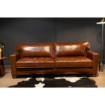 Oslo Hakiki Deri Modern Kanepe / Taba