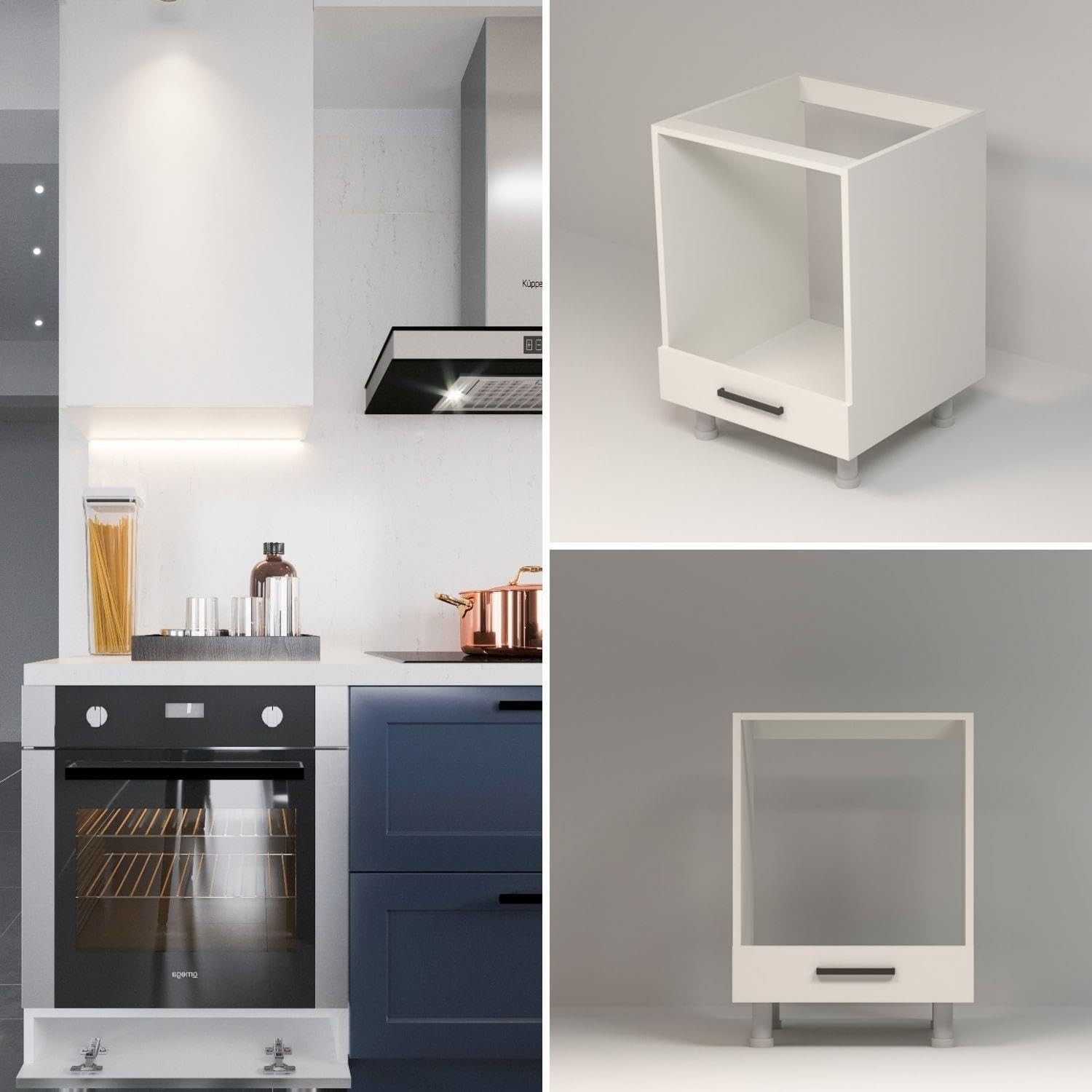 110000985174753.jpg Devrim Cnc Maysa Demonte Ankastre Fırın Dolabı MDF 60 cm Kapaklı Bazalı - Görsel 1