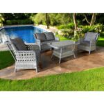 MONALİN MOBİLYA Elite Gri 4 Kişilik(2-1-1-Masa) Rattan Örgü Bahçe & Balkon & Teras Oturma Grubu Minderli & Camlı & Masalı Takım - Görsel 3