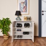 Eco Room Arina 2 Kapaklı 5 Raflı Ayakkabı Dolabı - Beyaz - Görsel 4