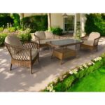 Monalin Mobilya Miami 4 Kişilik(2-1-1-Masa) Rattan Örgü Bahçe & Balkon & Teras Oturma Grubu Minderli & Camlı & Masalı Takım - Görsel 2