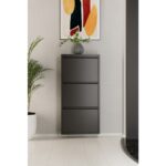 3 Kapaklı Metal Ayakkabılık Antrasit