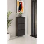 3 Kapaklı Metal Ayakkabılık Antrasit - Görsel 2