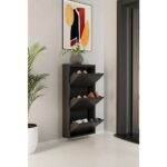 3 Kapaklı Metal Ayakkabılık Antrasit - Görsel 3