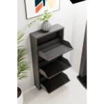 3 Kapaklı Metal Ayakkabılık Antrasit - Görsel 4