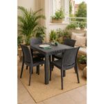 Sandalie Home Rattan 4 Kişilik Bahçe Balkon Masa Takımı - Antrasit