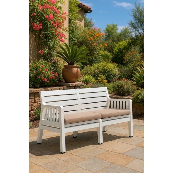 Sandalie Home Balkon, Bahçe, Cafe Oturma Grubu 2 Li Koltuk -Beyaz