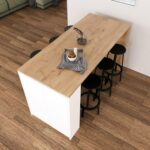 Bimossa Edgar L4810 Mutfak Adası Bar Masası 160  cm  Ahşap Üst Beyaz Alt Çok Amaçlı Depolamalı Oturmalı Masa - Görsel 4