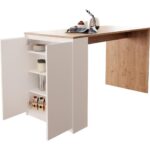 Bimossa Edgar L4810 Mutfak Adası Bar Masası 160  cm  Ahşap Üst Beyaz Alt Çok Amaçlı Depolamalı Oturmalı Masa - Görsel 5