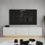 T0020 Alston 3 Kapaklı Duvara Monte Tv Ünitesi – LED Işıklı, Modern Tasarım, 160  cm - Görsel 2