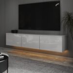 T0020 Alston 3 Kapaklı Duvara Monte Tv Ünitesi – LED Işıklı, Modern Tasarım, 160  cm - Görsel 4