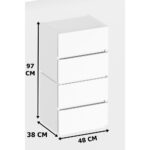 AE-2034 Galata 4 Çekmeceli Patentli Beyaz Şifonyer Yatak Odası Bebek Odası Komodin - Görsel 3