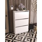 Skeche Düşer Kapak Ayakkabılık Raflı Ayakkabılık 3 Bölmeli Ayakkabılık Beyaz - Görsel 4