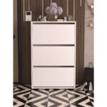 Skeche Düşer Kapak Ayakkabılık Raflı Ayakkabılık 3 Bölmeli Ayakkabılık Beyaz - Görsel 5