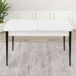 Zen Serisi 80 x 132 Mdf Açılabilir Beyaz Üst Tabla Siyak Ayak Mutfak Masası