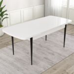 Zen Serisi 80 x 132 Mdf Açılabilir Beyaz Üst Tabla Siyak Ayak Mutfak Masası - Görsel 2