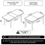 Zen Serisi 80 x 132 Mdf Açılabilir Beyaz Üst Tabla Siyak Ayak Mutfak Masası - Görsel 3