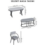 Selenit Mutfak Yemek Masası Takımı- 6 Kişilik Mutfak Masa Sandalye Takımı- Mutfak Masası Takımı - Görsel 4