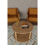 Çift Katlı Yuvarlak Orta Sehpa 60X60 | Modern Ahşap & Beyaz Seçenek - Görsel 3