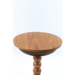 Mdf Üst Tablalı Yan Sehpa, Zigon Sehpa, Bronz Metal Gövde ve Ahşap Ayak – 60X40 cm