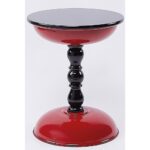 Kırmızı Metal Yan Sehpa – Parlak Kestane Mdf Üst, Şık Dekoratif Tasarım - Görsel 3