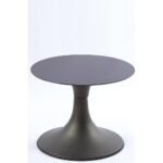 Cam Yüzeyli Metal Gövdeli Siyah Yuvarlak Modern Orta Sehpa – Lüks Tasarım