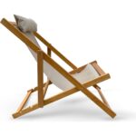 Ahşap Kumaş Katlanır Şezlong Seti Balkon Bahçe Mobilyası - Görsel 3