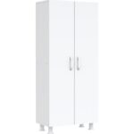 End-12 4 Raflı 2 Kapaklı Çok Amaçlı Dolap Çok Amaçlı Mutfak Dolabı Kiler Dolabı Erzak Dolabı Beyaz - Görsel 5