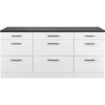 Antrasit Tezgahlı Samba Mutfak 9 Çekmeceli Alt Modül 200 cm - Çok Amaçlı Dolap -Tezgah Dahil