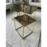 Home Plus Mobilya 4+1 Gold Kaplama Bronz Ayna Orta Sehpa - Görsel 6