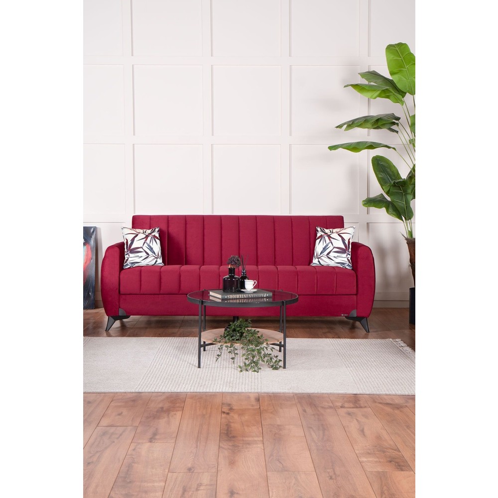 110001019175417.jpg Linda Üç Kişilik Kanepe Yüksek Ayaklı Bordo - Görsel 1