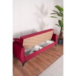 Linda Üç Kişilik Kanepe Yüksek Ayaklı Bordo - Görsel 3