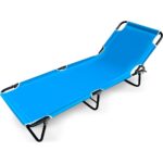 Sırt Ayarlı Katlanır Şezlong Mavi Balkon Bahçe Mobilyası
