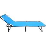 Sırt Ayarlı Katlanır Şezlong Mavi Balkon Bahçe Mobilyası - Görsel 4