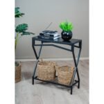 Uyan Ev Ürünleri Siyah Metal Ahşap Raflı Dresuar Dekoratif Çok Amaçlı Raf