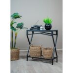 Uyan Ev Ürünleri Siyah Metal Ahşap Raflı Dresuar Dekoratif Çok Amaçlı Raf - Görsel 2