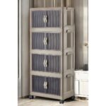 Çok Amaçlı Kapaklı Portatif Istiflenebilir Tekerlekli Organizer Dolap Kahverengi