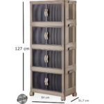 Çok Amaçlı Kapaklı Portatif Istiflenebilir Tekerlekli Organizer Dolap Kahverengi - Görsel 2